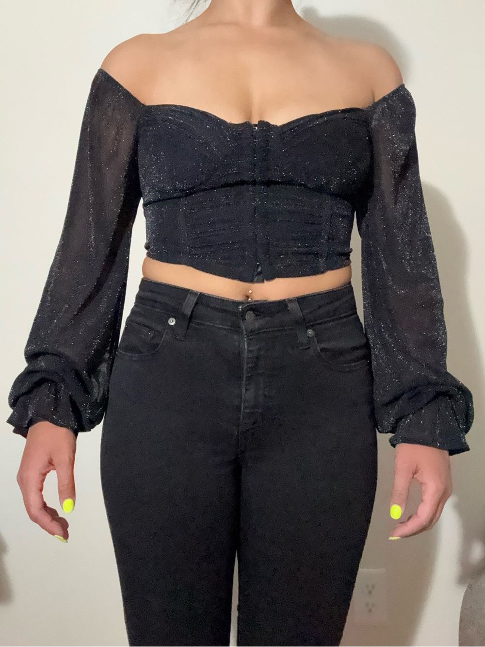 privy Sparkly Ruched Bustier Crop Top